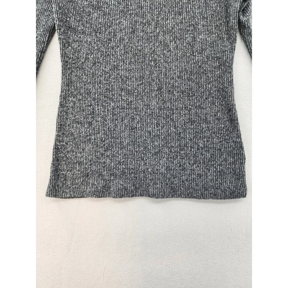 Maison Jules‎ Gray Ribbed Funnel Neck Snap Button Sweater Women Med Long Sleeve
